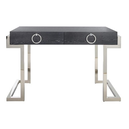 Safavieh 48.03 x 26.37 x 31.49 in. Maia 2-Drawer Desk, Black & Cerused Oak SFV3504C